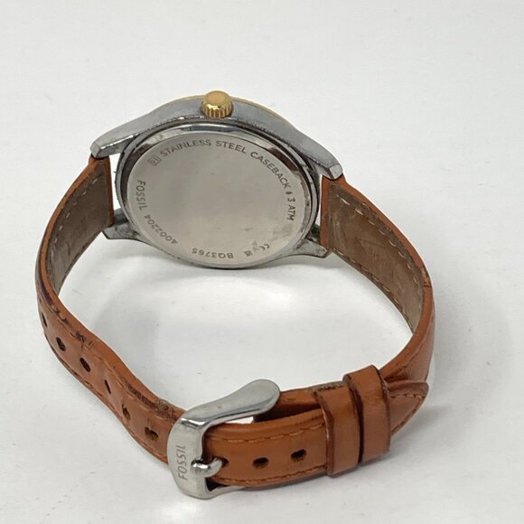 Fossil Rye Watch Women 36mm Silver Gold Tri Tone Blue Dial BQ3765 New Battery